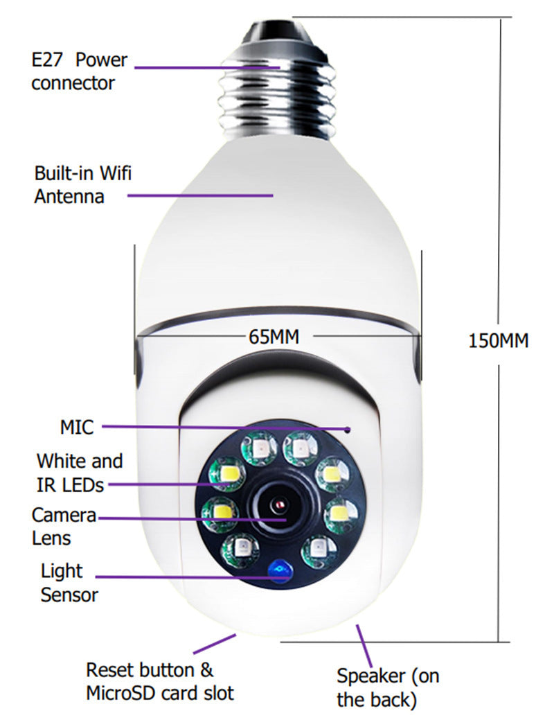 Telecamera Wi-Fi Full-Hd  con attacco e27 Lampadina!!!